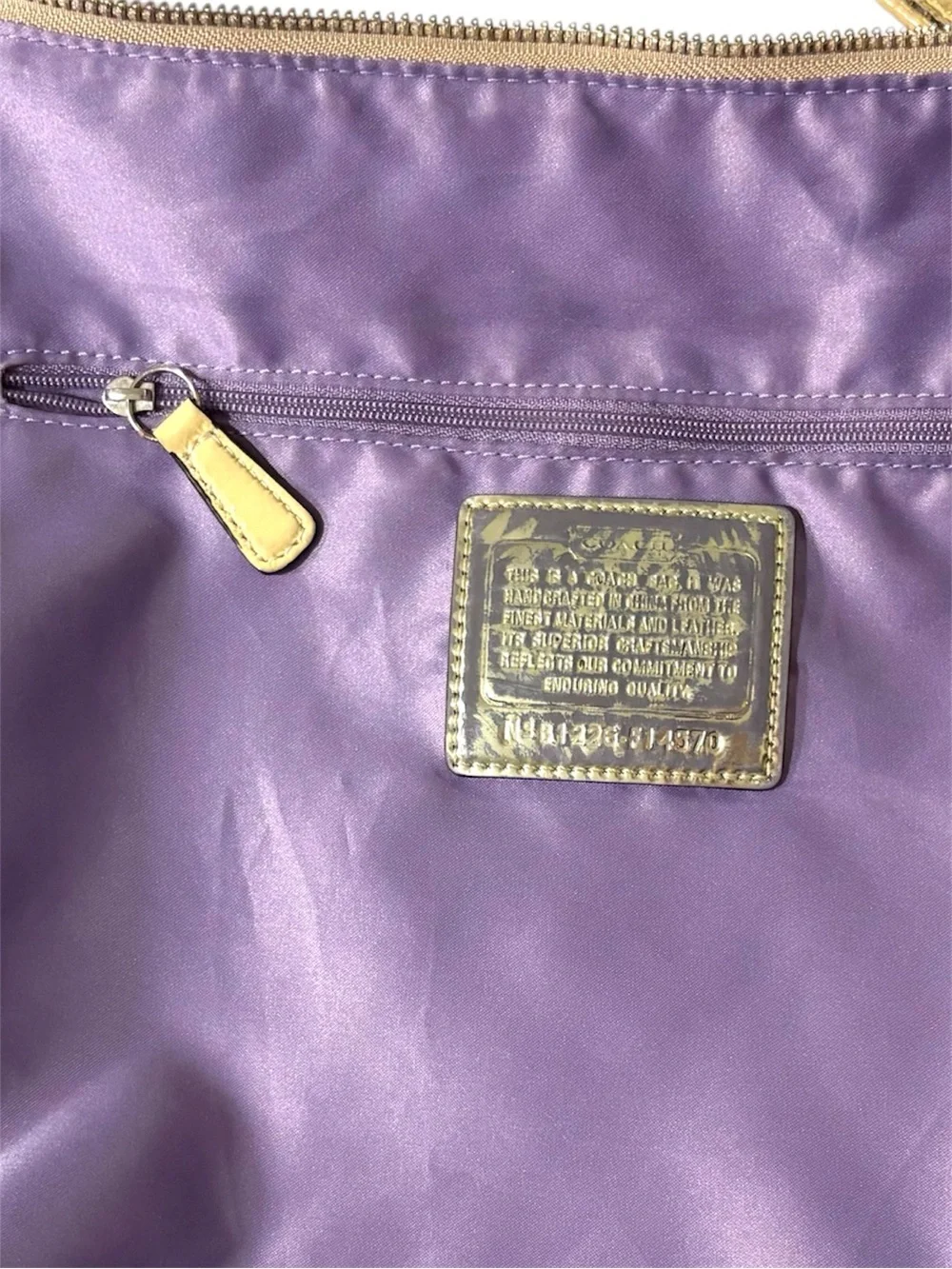 Coach Beige Signature Hobo with Yellow Trim